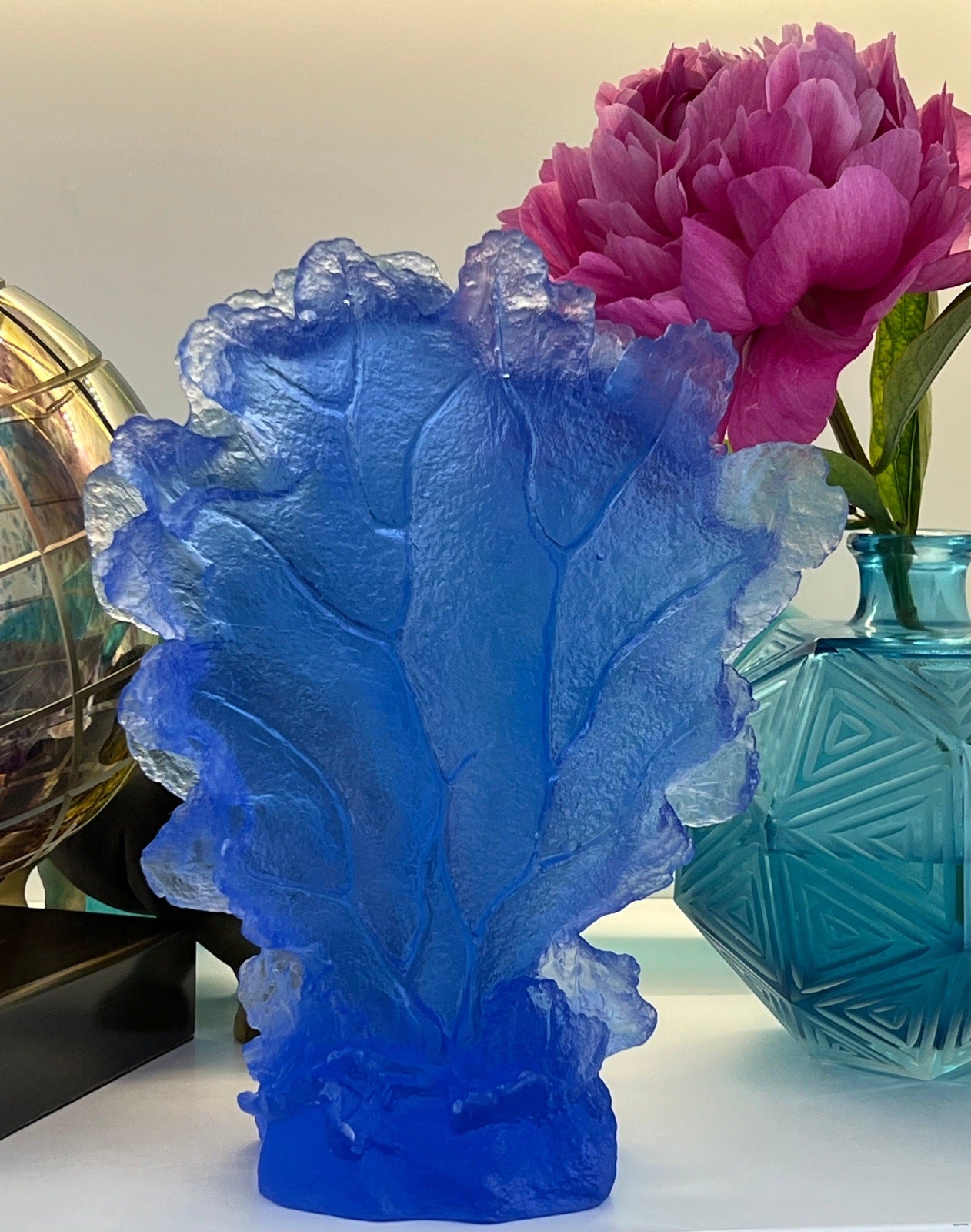 Coral Premium Glass Sculpture Ionic Blue