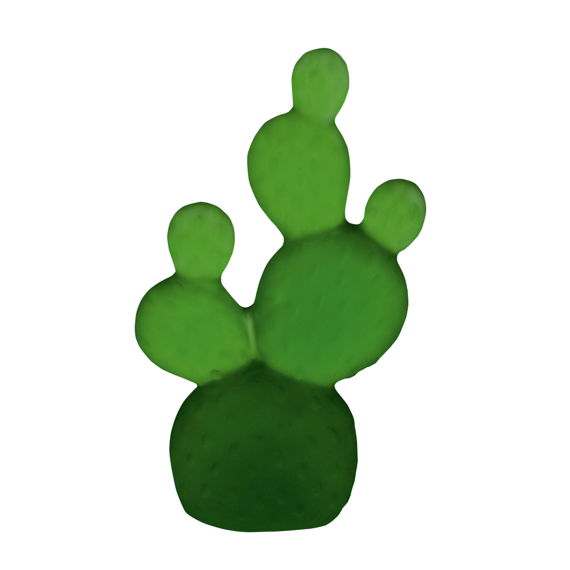 Opuntia Cactus Luxury Glass Sculpture  Moss Green