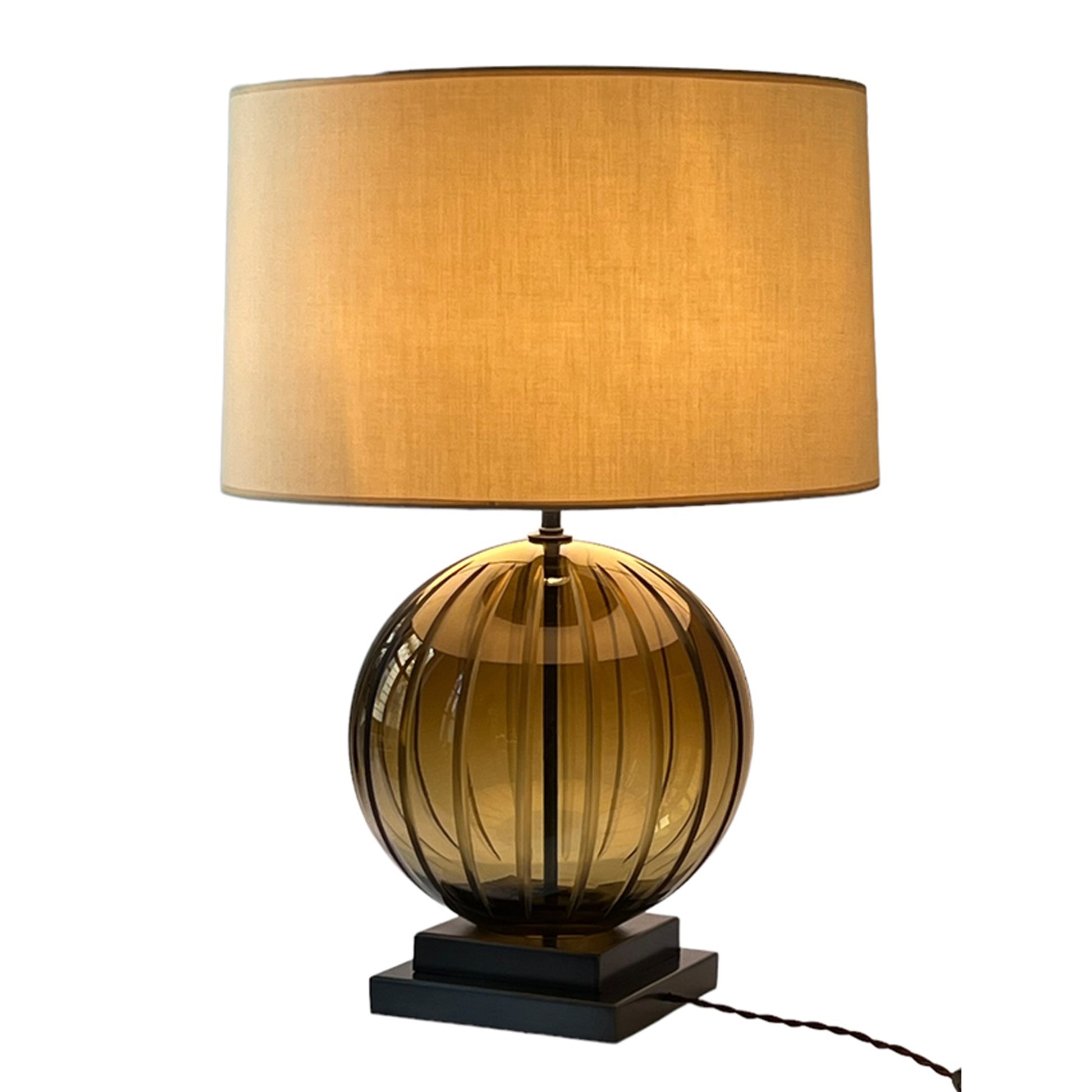 Single Ball Table Lamp Olive on white background