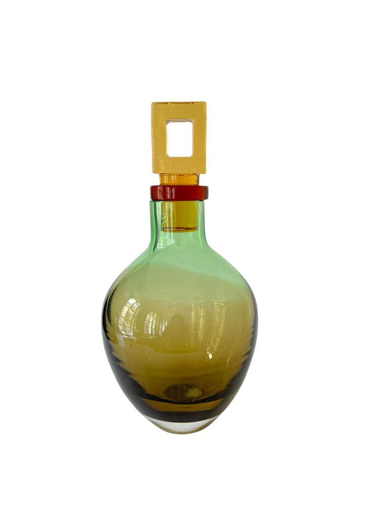 Deep yellow and light green glass Liquor Decanter
