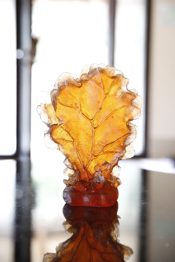 Coral Premium Glass Sculpture Amber