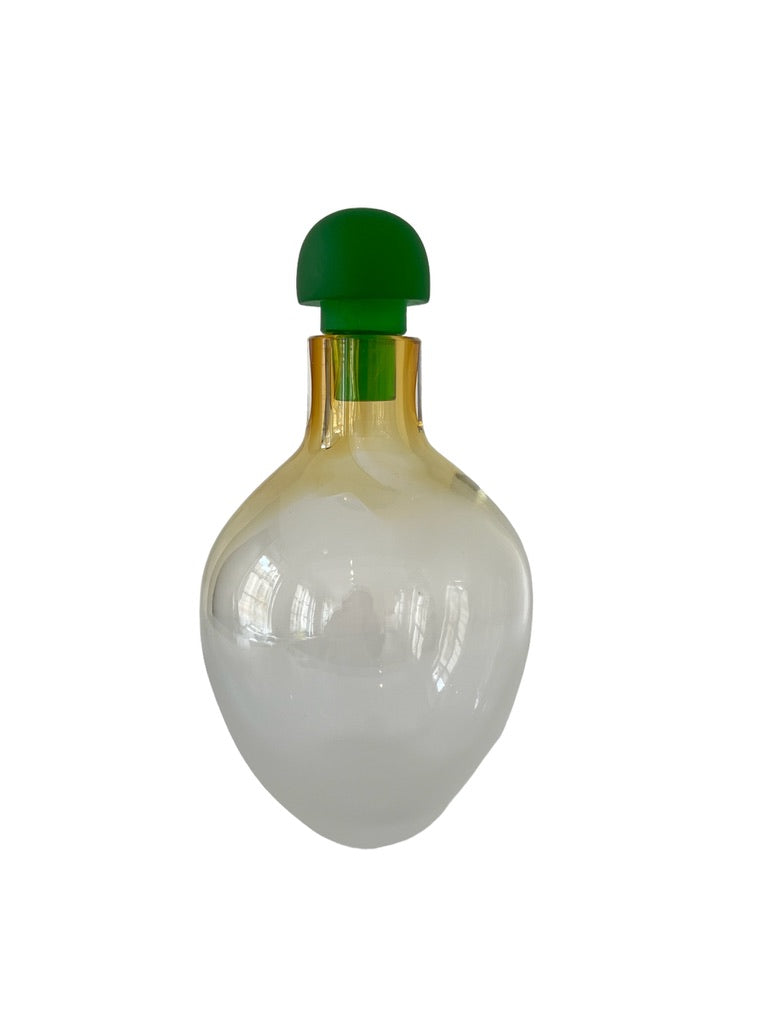 Green and White glass Liquor Decanter