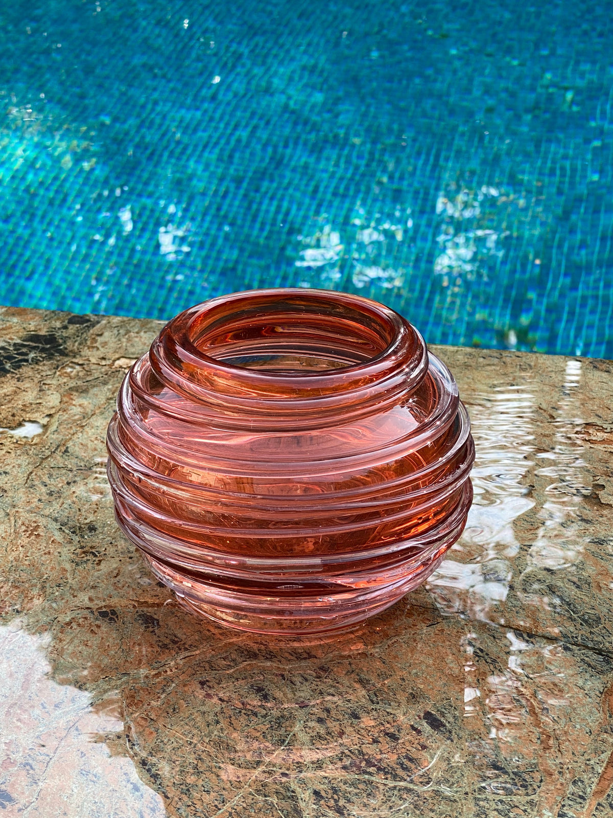 Ripples Glass Vase Sunset near a pool