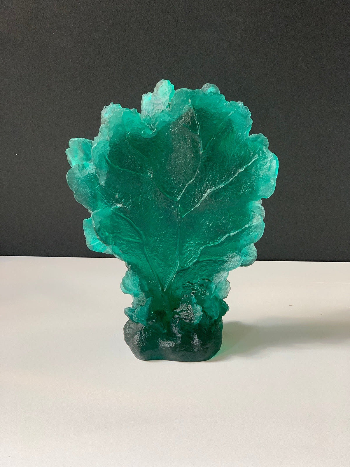 Coral Premium Glass Sculpture  Emerald Front view
