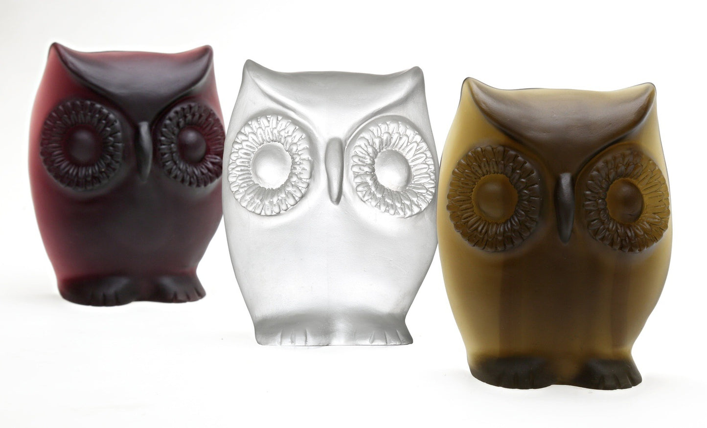 Snowy Owl Cast Glass Sculpture Olive Amber and Ice on white background