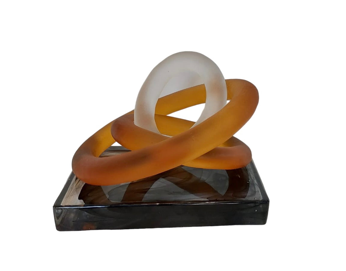 Circle of Life Eternity Glass Sculpture on white background