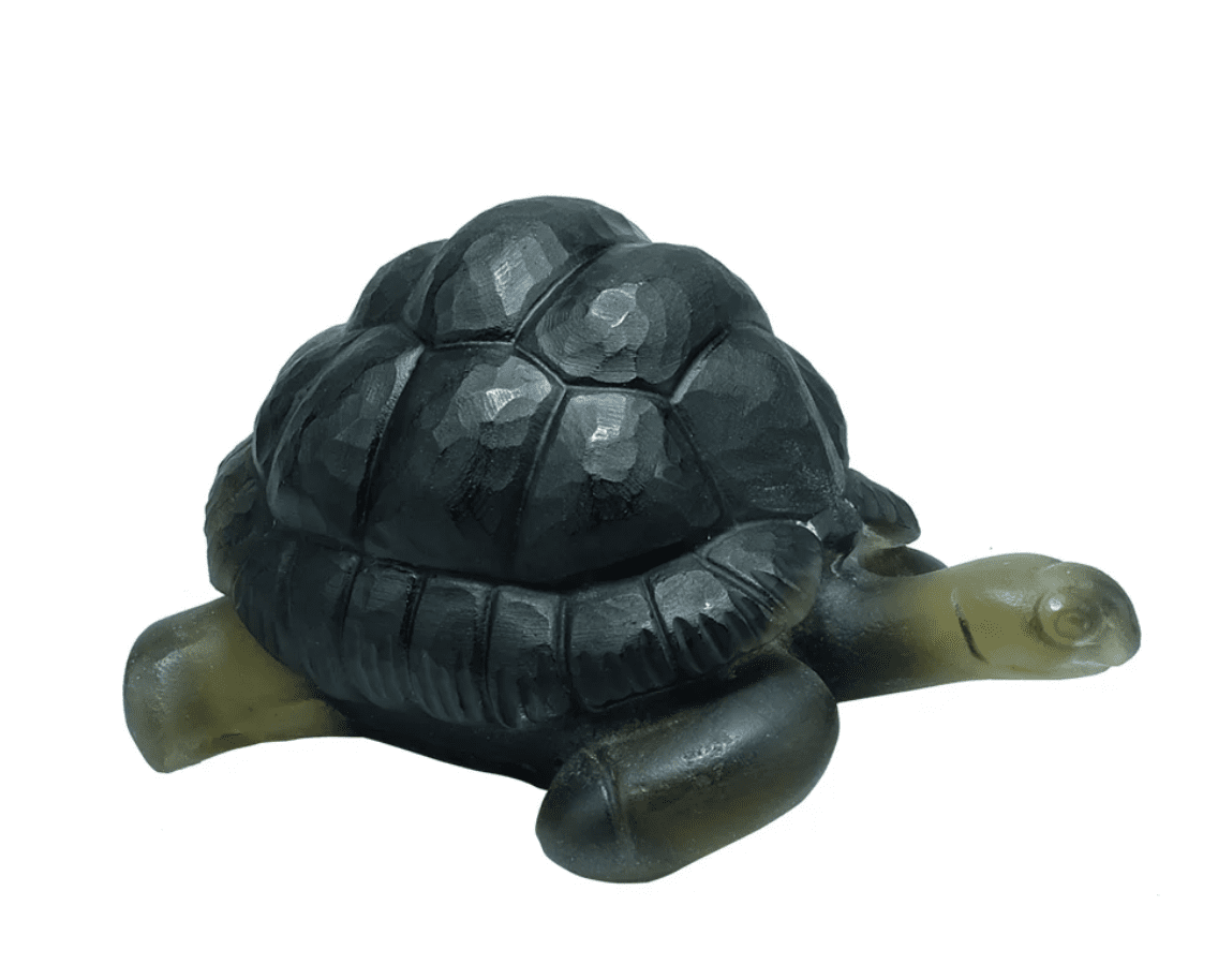 Tortoise Cast Glass Sculpture Black side view
