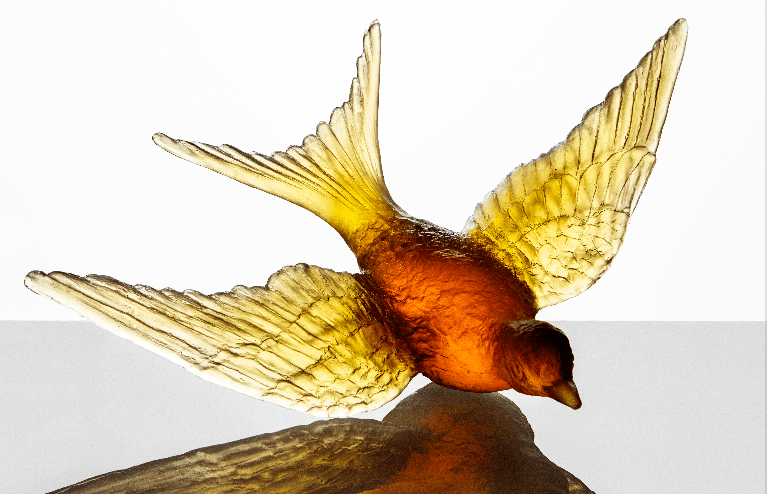 Swallow Glass Sculpture Amber