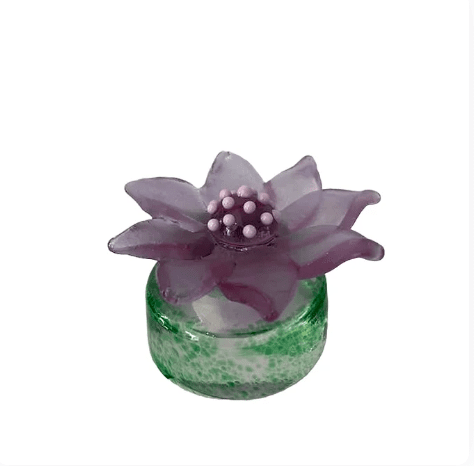 Cacti Flowers Glass Sculpture Lilac Flower