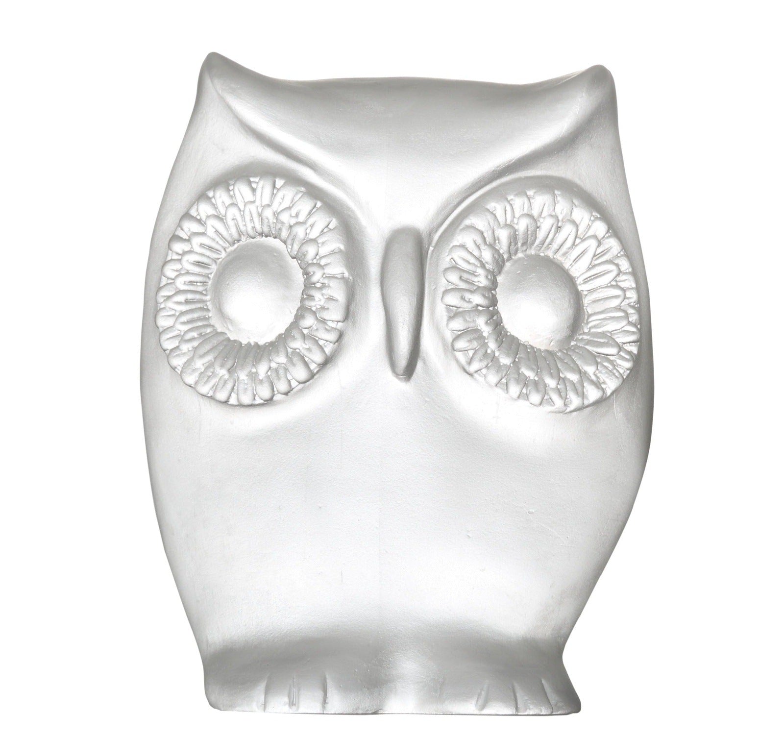 Snowy Owl Cast Glass Sculpture Ice on white background